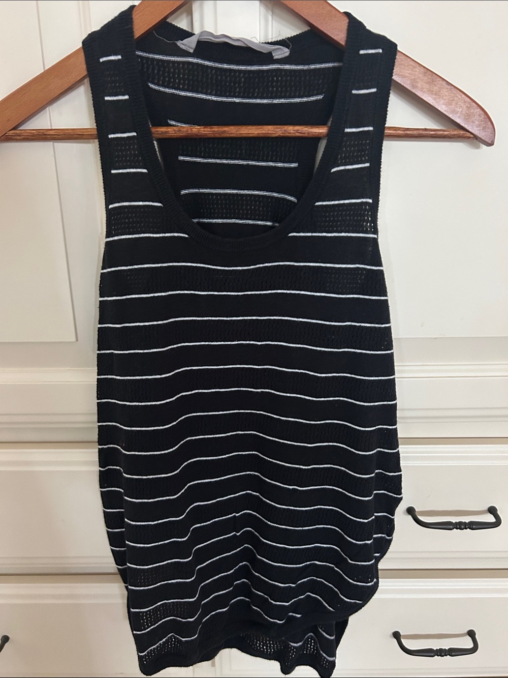 Athleta Black and White Striped Knit Tank